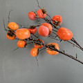 Miniatyrbillede 1 af 5: Kunstige kaki-bær med frostet finish, kunstige frugtgrene til boligindretning Yellow flat persimmon branch