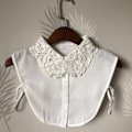 Miniatyrbilde 2 av 4: Dame falsk krage Avtakbar halv Brodert Utsøkt Stoff White