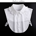 Miniatyrbilde 3 av 4: Dame falsk krage Avtakbar halv Plissert Treøre Hvit C White hollow-out collar