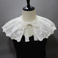 Miniatyrbilde 2 av 5: Dame falsk krage Avtakbar halv Bomull Hul Broderi White