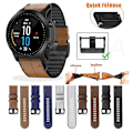 Miniatyrbild 5 av 5: Midnattsblå Midnattsblå Silikon + Läder Klockarmband kompatibelt med Garmin Fenix 7