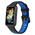 Miniatyrbillede 2 af 5: Sort Blå Sort Blå Åndbar Silikone Urrem kompatibel med Huawei Band 7 / 7 Nfc