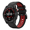 Miniatyrbillede 1 af 5: Sort Rød Sort Rød Tofarvet Silikone Urrem kompatibel med Garmin Fenix 7x