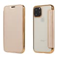 Fodral för iPhone 16 guld Flip Elektroplätering Ring Transparent Plånbok med Korthållare