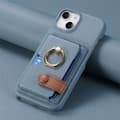Etui til iPhone 16 blått lær med småstein-personlighet
