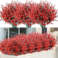 Miniatyrbilde 1 av 5: 8 Bunter Kunstig Lavendel Falske Blomster UV-bestandige Busker, Falsk Plast Red 8