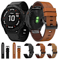 Miniatyrbild 4 av 5: Läderarmband kompatibelt med Garmin Fenix 6x Pro