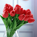 Miniatyrbillede 4 af 4: 24 stk. Fake Tulips Lilla Real Touch Tulips Blomster Tulips Kunstige Blomster Falske Blomster Bulk Kunstig Udendørs Red