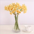 Miniatyrbilde 3 av 10: 3 Bunter Lange Stilker Ranunkler Kunstige Kameliablomster for Bryllup, Fester og Hjemmeinnredning, Perf Yellow 3 Bunches