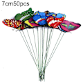 Miniatyrbilde 1 av 5: 10/20/50 stk. Kunstig sommerfugl innsettingsstang hagedekor DIY blomsteroppsats 7cm  50pcs