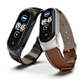 Pikkukuva 4 / 5: Ruskea Hopea Ruskea Hopea yhteensopiva Xiaomi Mi Band 6 / 5 / 4 / 3 Nahkainen ranneke