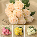 Miniatyrbillede 4 af 5: Imiteret Rose Levende Udsøgt Frisk Desktop Centerpiece Kunstig Blomst Bryllupsdekoration White