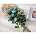 Miniatyrbillede 2 af 5: 10 stk. Kunstige Silke Roser Falske Blomster Buket Lange Stængler til Bryllup Hjemmefest Dekoration (Beige) Blue