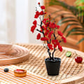 Miniatyrbilde 4 av 5: Kunstig Bonsai To Grener Dekorativ DIY Plommeblomst Falsk Blomsterpotte Hjem Romdekorasjon White A