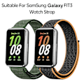 Miniatyrbilde 4 av 5: Grå Hvit Grå Hvit Vevd Nylon Loop-reim kompatibel med Samsung Galaxy Fit 3