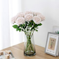 Miniatyrbillede 2 af 5: Kunstig Rose 10 stk. Åben Blomsterbuket Falske Rosestængler Falske Silke Blomster (Brændt Orange) Nude