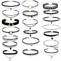 Miniatyrbilde 1 av 5: Dame falsk krage Avtakbar halv Choker / Halskjede Kombinasjon T foreign trade (20-piece set)
