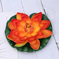 Miniatyrbilde 2 av 2: 1 stk. Kunstig Flytende Vannlilje Simulering Lotusblomst Damdekor 18cm Oransje