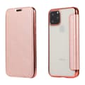 Etui til iPhone 16 Rosaguld Flip Elektroplettering Ring Transparent Wallet med Kortholder