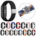 Pikkukuva 4 / 4: Vaaleanpunainen Valkoinen Vaaleanpunainen Valkoinen Nylonpunottu Terässolkikiinnitteinen Kellonranneke yhteensopiva Xiaomi Mi Band 8:n kanssa