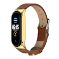 Miniatyrbillede 2 af 5: Brun   Guld Brun   Guld kompatibel med Xiaomi Mi Band 6 / 5 / 4 / 3 Læder Urrem
