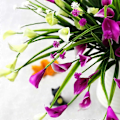 Miniatyrbillede 4 af 5: 1 stk. Kunstig Brudeslør Calla Liljer Blomster Plante Bryllupsfest Hjemmeindretning Orange