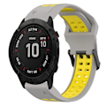 Miniatyrbillede 1 af 5: Grå Gul Grå Gul 26mm To-farvet Silikonerem kompatibel med Garmin Fenix 6X