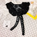 Miniatyrbilde 1 av 5: Dame falsk krage Avtakbar halv Blomster Blonde Bomull Skjerf F Sunbird elegant black 20cm