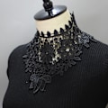 Miniatyrbillede 4 af 5: Dame falsk krave Aftagelig halv falsk udhulet blonde turtleneck White