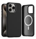 Fodral för iPhone 15 Pro svart läder lädermönster Magnetisk