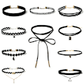 Miniatyrbilde 1 av 5: Dame falsk krage Avtakbar halv DIY Ornament Choker /Halskjede 221