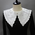 Miniatyrbilde 5 av 5: Dame falsk krage Avtakbar halv hul brodert bomull 1#