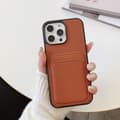Fodral för iPhone 15 PROMAX Brun lychee-mönstrad kort Pläterad lädertextur Plånbok med korthållare