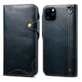 Fodral för iPhone 13 Pro Max 6.7 Oxläderknappar - Blå Högkvalitativt vaxat oxläderknappar