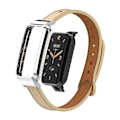 Miniatyrbillede 3 af 5: Abrikos Abrikos Dobbelt Stud Læder Urrem kompatibel med Xiaomi Mi Band 7 Pro