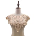 Miniatyrbilde 4 av 4: Dame falsk krage Avtakbar halv sjal Vest Melkesilke Broderi Mocha Mocha