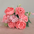 Miniatyrbillede 5 af 5: Kunstig Buket Levende Dekorativ Frisk Bordpynt Simulation Rose Boligindretning Dark pink