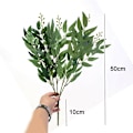 Miniatyrbillede 2 af 10: 1/3 stk. Kunstig Pileblad Rattan 5 Grene Skovplanter Blomsterarrangement DIY Dekoration Krans Brick red 3pcs