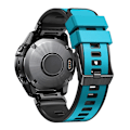 Miniatyrbillede 2 af 4: Himmelblå Sort Himmelblå Sort Tofarvet Silikone Urrem kompatibel med Garmin Fenix 7x