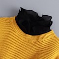 Miniatyrbilde 1 av 5: Dame falsk krage Avtakbar halv genser dekorasjon vinter Wave pleated collar [black]]