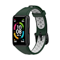 Miniatyrbilde 5 av 5: Mørkegrønn Hvit Mørkegrønn Hvit kompatibel med Huawei Band 6 / Honor Band 6 Tofarget Silikonrem