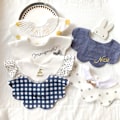 Pikkukuva 2 / 5: Naisten tekoviulus Irrotettava puolikas vauvan ruokalappu japanilainen plus-koko Yellow with polka dots