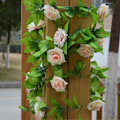 Miniatyrbillede 7 af 11: 2,4 m Kunstig Blomstrende Silke Rose Blomster Ranke Efeu Hjem Bryllupsdekoration Purple