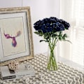 Miniatyrbillede 2 af 5: Kunstig Rose 10 stk. Åben Blomsterbuket Falske Rosestængler Falske Silke Blomster (Brændt Orange) Navy