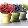 Miniatyrbillede 5 af 5: Kunstige Lavendelblomster Planter 8 Stykker, Livagtige UV-resistente Falske Buske Grønne Buske Buket Red 6