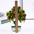 Miniatyrbillede 3 af 3: Kunstig Bonsai Ingen vanding Ornamental Smuk Faux Rød Frugt med Pot Festartikler