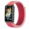 Miniatyrbillede 1 af 4: Granatæble Rød Nylon Loop Spænde Urrem kompatibel med Huawei Band 7