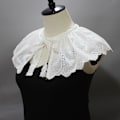 Miniatyrbilde 3 av 5: Dame falsk krage Avtakbar halv Bomull Hul Broderi White