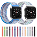 Pikkukuva 3 / 3: Vaaleanpunainen raidallinen nailonranneke, yhteensopiva Fitbit Versa 1 / 2 kanssa