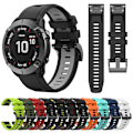 Miniatyrbillede 3 af 5: Sort Grå Sort Grå Tofarvet Silikone Urrem kompatibel med Garmin Fenix 6x